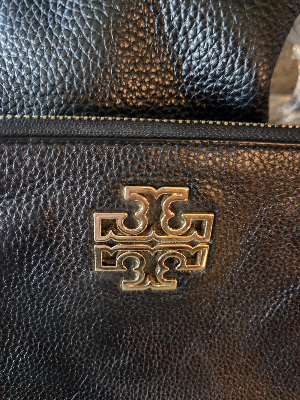 Tory Burch Black Pebbled Leather Crossbody with Matching Wristlet